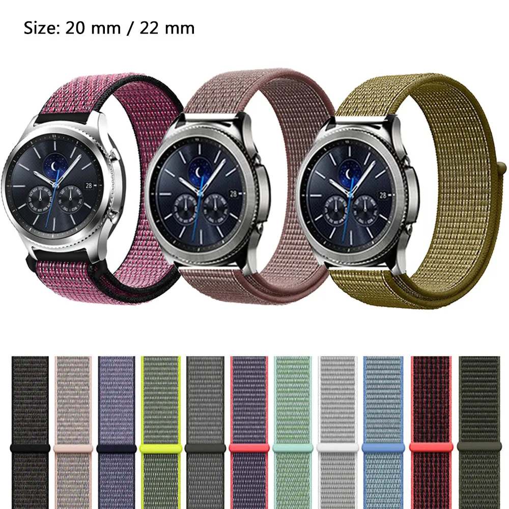 

20mm 22mm Soft Nylon Watchband For Samsung Gear S3 Classic Frontier for Galaxy Watch Active 2 Huawei watch 2 Garmin Vivoactive3