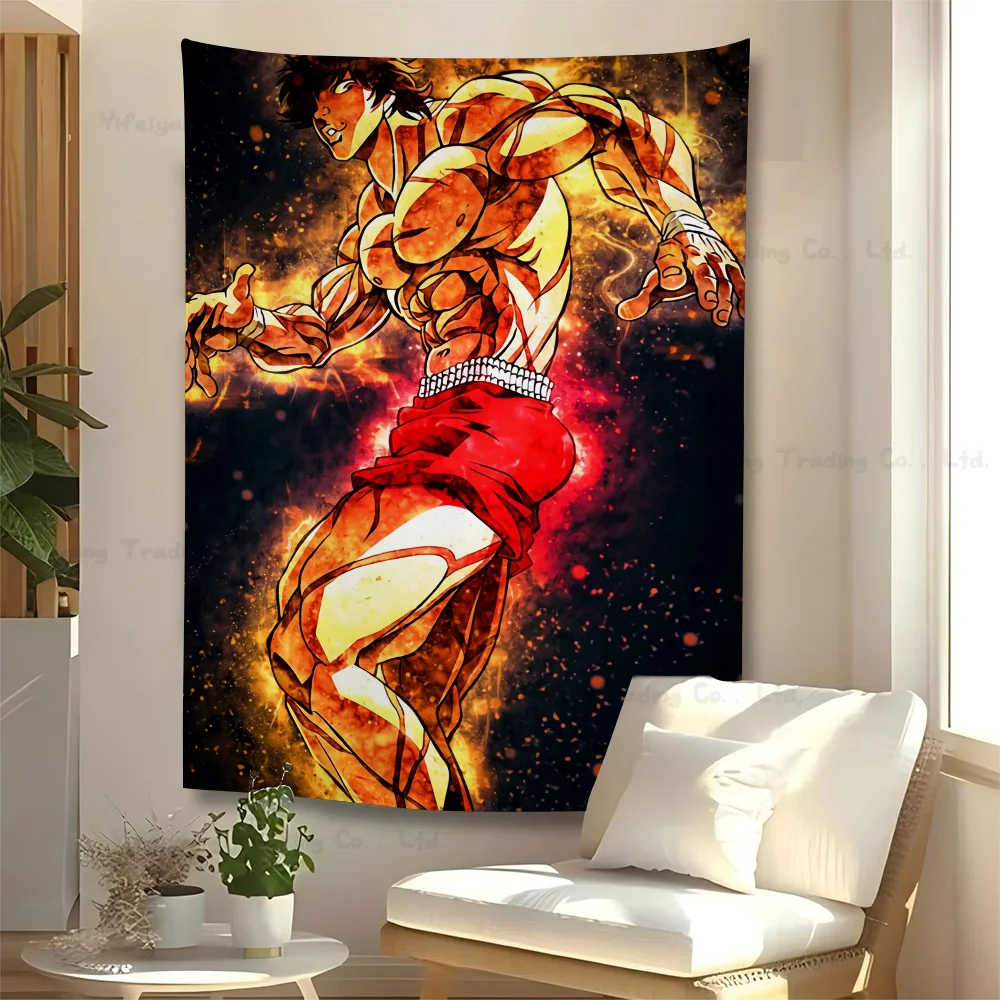 Japanese Anime Baki Hanma Cartoon Tapestry Hippie Flower Wall Carpets Dorm Decor Art Home Decor