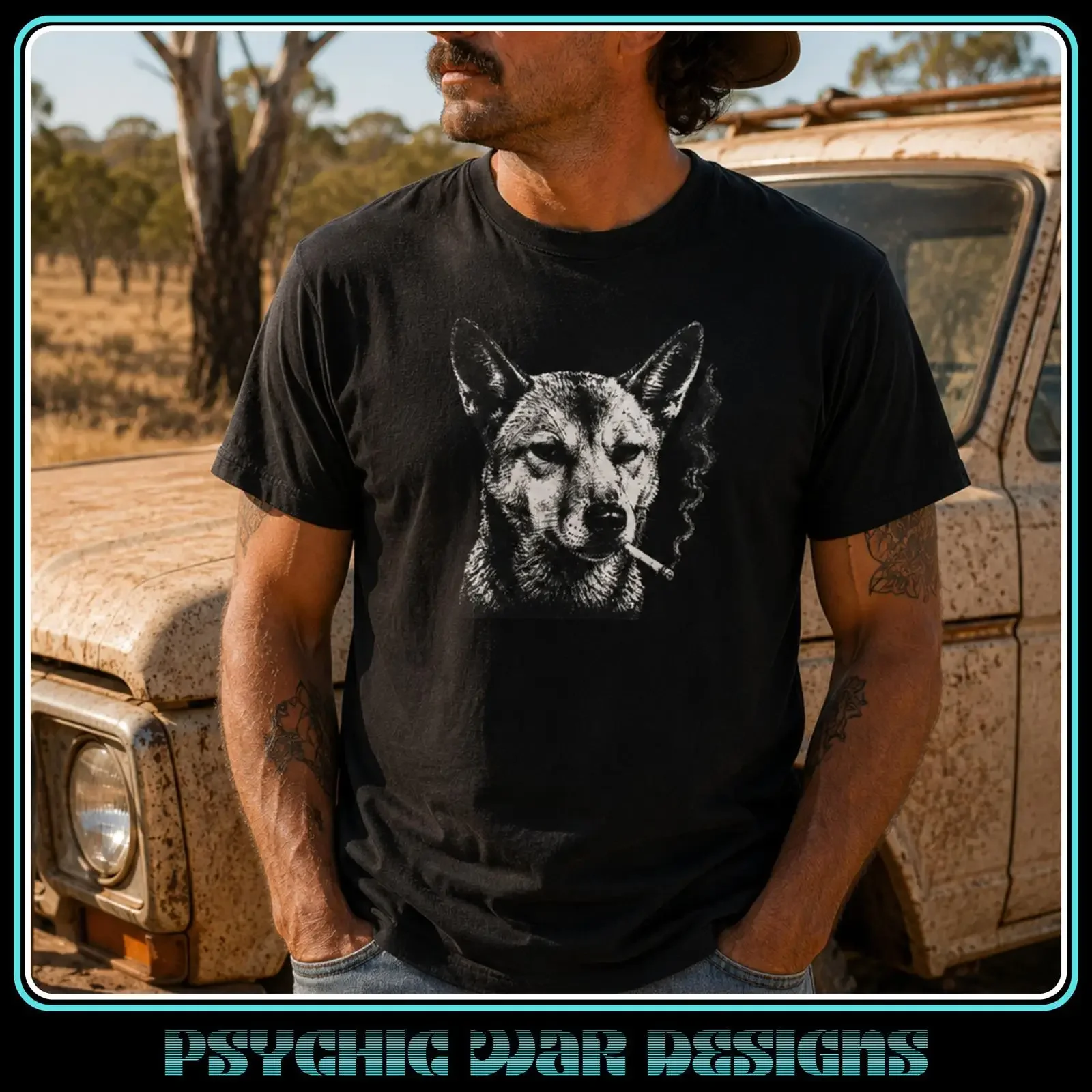 Dingo Smoke Funny Australian Wildlife Smoko T Shirt Retro Koala Kangaroo Smoking vintage Washed Breathable Slightly Casual