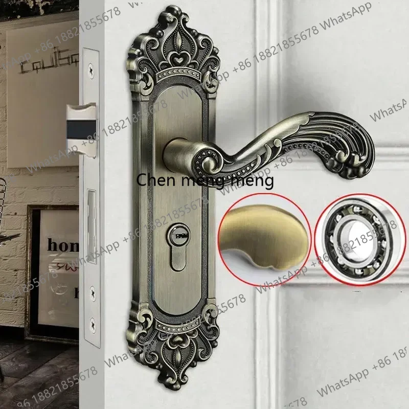 European-style green bronze interior door lock aluminum alloy solid wood handle room handles for doors I7F8K9