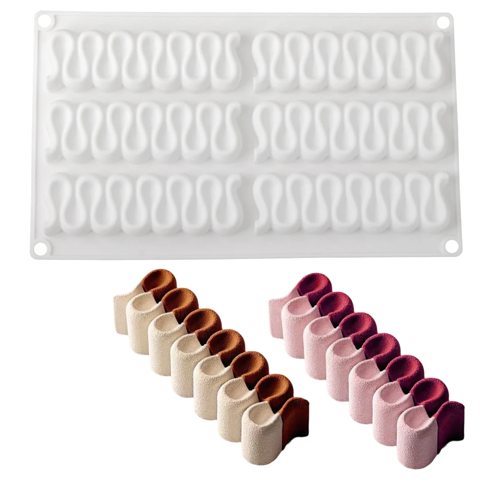 Silikonform mit 6 Mulden und langem Raupenmousse-Kuchen, Eis am Stiel und Schokoladenform, französische Backform