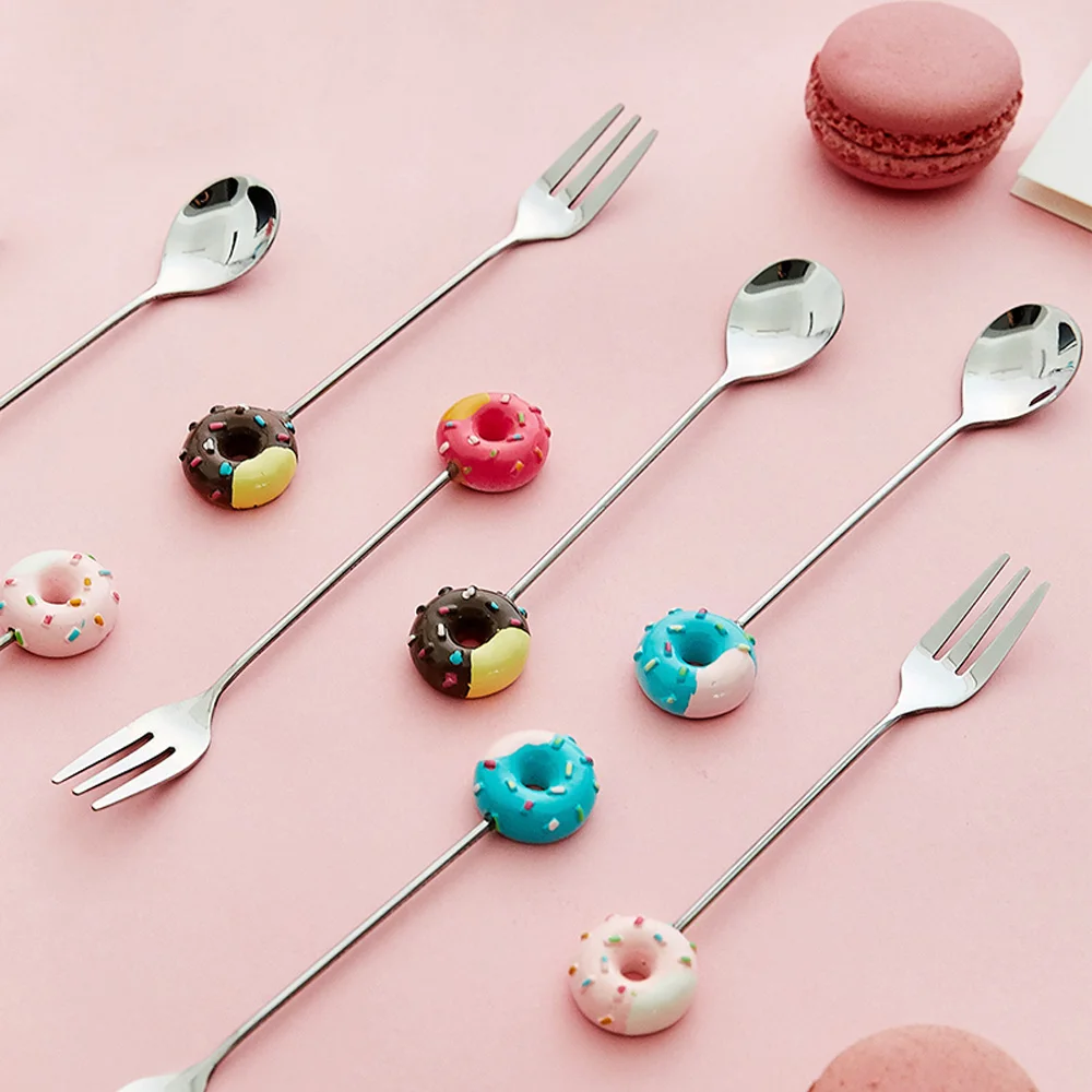 

Fashion Cute Sugar Dessert Cake Dinnerware Kitchen Tool Coffee Spoon Teaspoon Fruit Fork Stirring Spoon