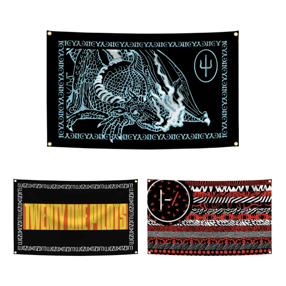 90x150cm Twenty One Pilots Scaled And Icy Rock Flag Tapestry Wall Hanging Modern Music Art banner Vintage Blanket
