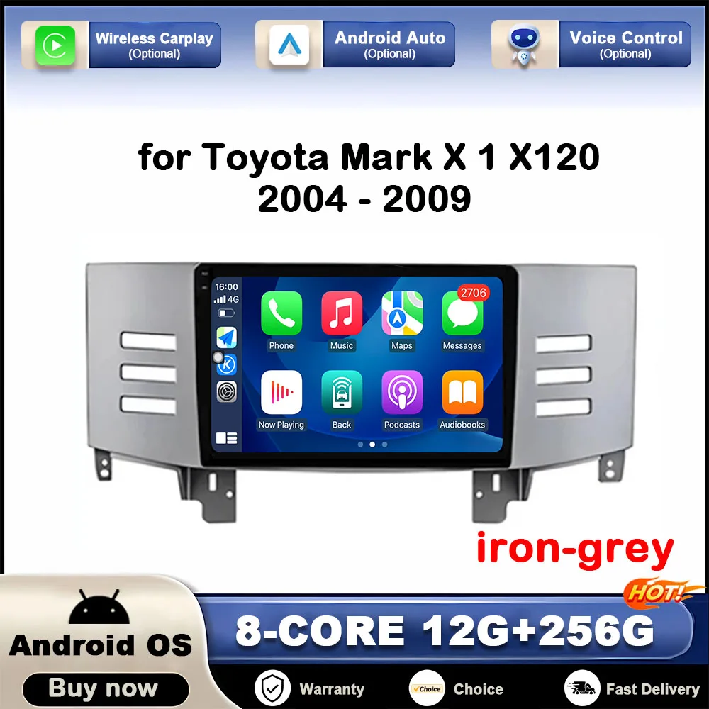 

GPS Navigation Android OS 9 ” Car Multimedia Player for Toyota Mark X 1 X120 2004 - 2009 LHD RHD Touch Screen DSP Stereo Carplay