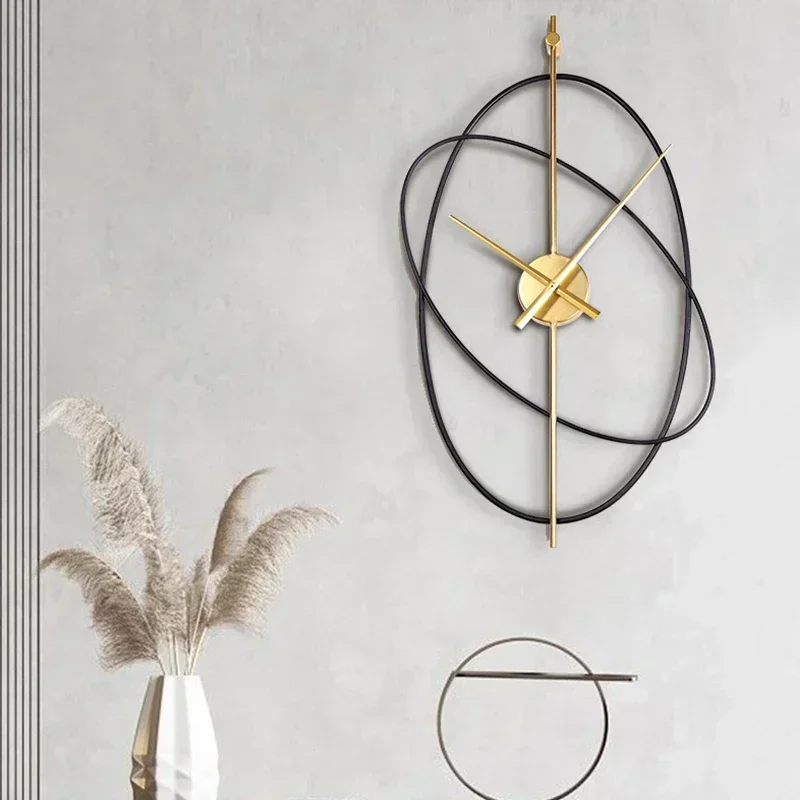 2026 Simple Iron Wall Clock Metal Oval Clocks Wall Home Decor Modern Design Art Silent Clock Paint Craft Living Room Decoration