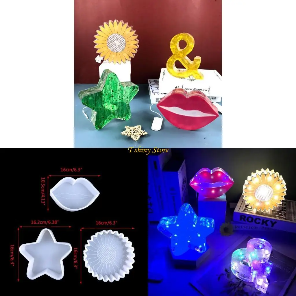 

N58F Lips Stars for Sun Night Light UV Crystal Mold Lamp Ornaments Silicone Mou