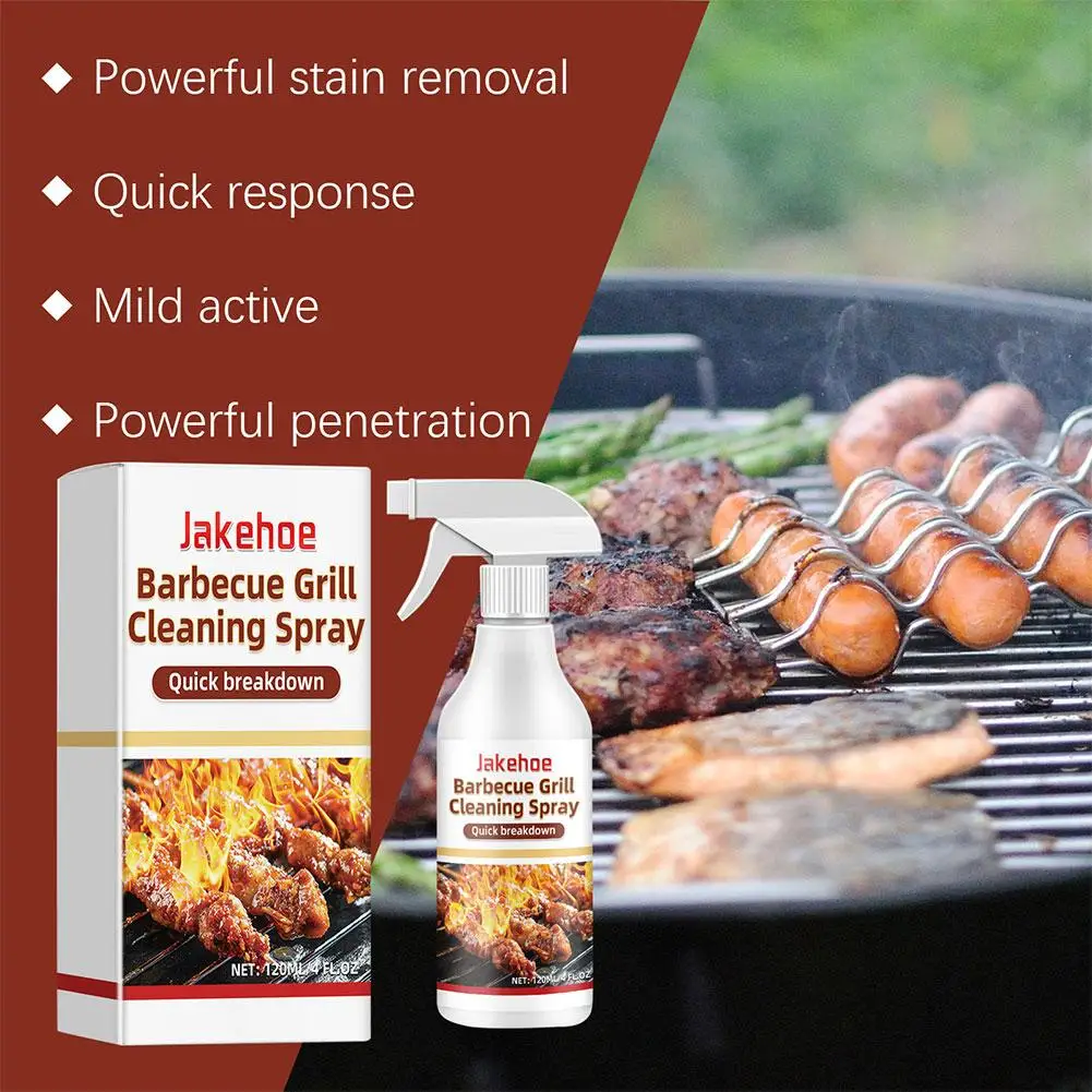 120ml Portable Outdoor Barbecue Rack Cleanser Atomizing Strong Deoiling Stain Removal Outdoor Cleaning Essentials Easy Use
