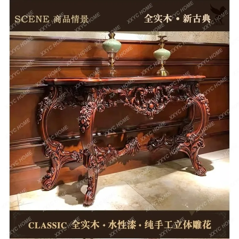 XXEntrance table  full solid wood carving flower entrance table living room 1.6 meters decorative table