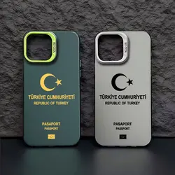 Turkey Passport Phone Case For iPhone 16 15 14 13 12 11 Pro Max X XR XSMAX 8 7 Plus Candy Matte Shockproof Back Cover
