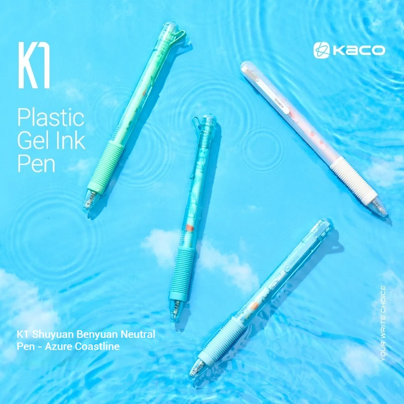 

Blue Coast Line K1 Press Pen Simplicity 0,5 Черный набор гелевых ручек из 4 предметов с двойной бусиной, быстросохнущие креативные студенческие ручки для подписи