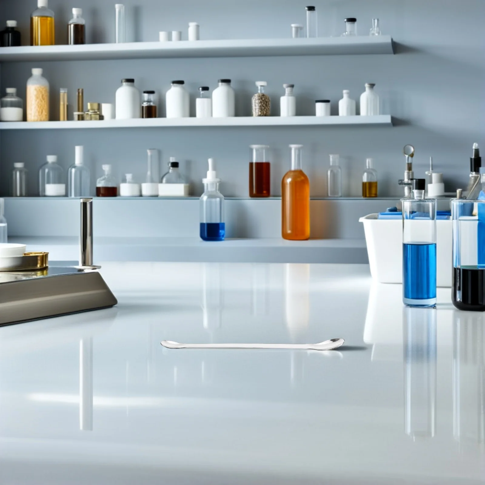 

12Pcs Lab Spatula Stainless Steel Double-Ended Mixing Spoon Lightweight Ergonomic Design for Reagent Kitchen Classroom Crafts