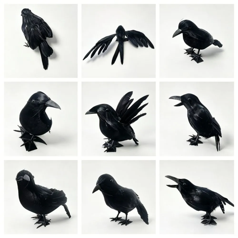 Realistic Halloween Simulation Crow with Shoulder Strap Adjustable Lifelike Crow Black Feather High Quality Cosplay Costume