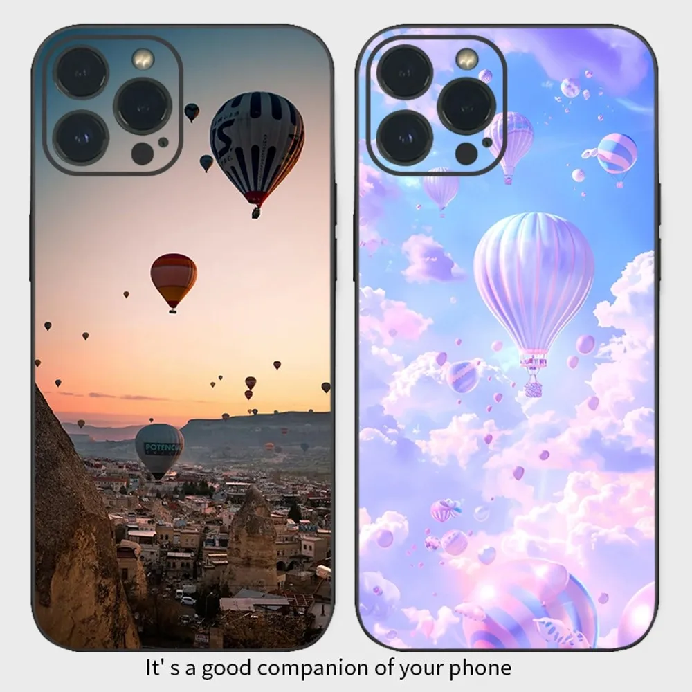 Romantic Creative Hot Air Balloon  Phone Case  For iPhone16 15 14 13 12 Mini 11 Pro XS Max X XR SE5 6 7 8 Plus Soft Silicone Cov