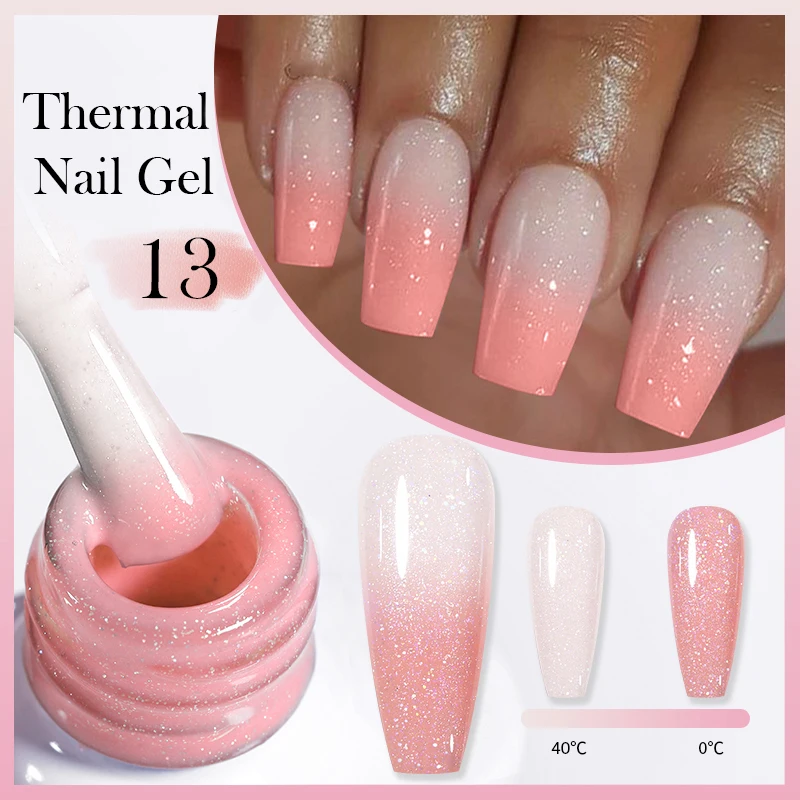 BORN PRETTY Glitter Thermal Gel Nail Polish  3 Colors Temperature Color Changing Autumn Winter Nails Semi-permanent Soak Off Nai