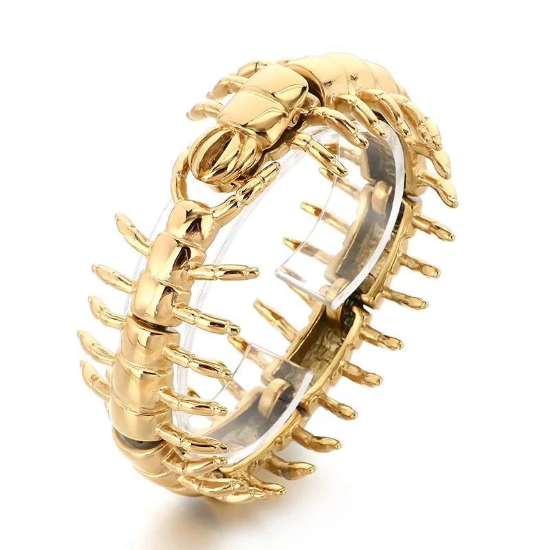 

Браслет в форме таракана в стиле хип-хоп для мужчин, готический, из нержавеющей стали, крутой браслет-животное, ювелирное украшение, панк, блестящий, массивный аксессуар, подарки