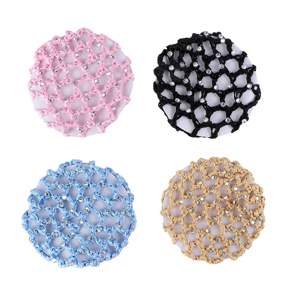 

4pcs Snood Hook Design Lightweight Polyester Rhinestone Decor Durable Secure Grip Wedding Prom Party Use Hair