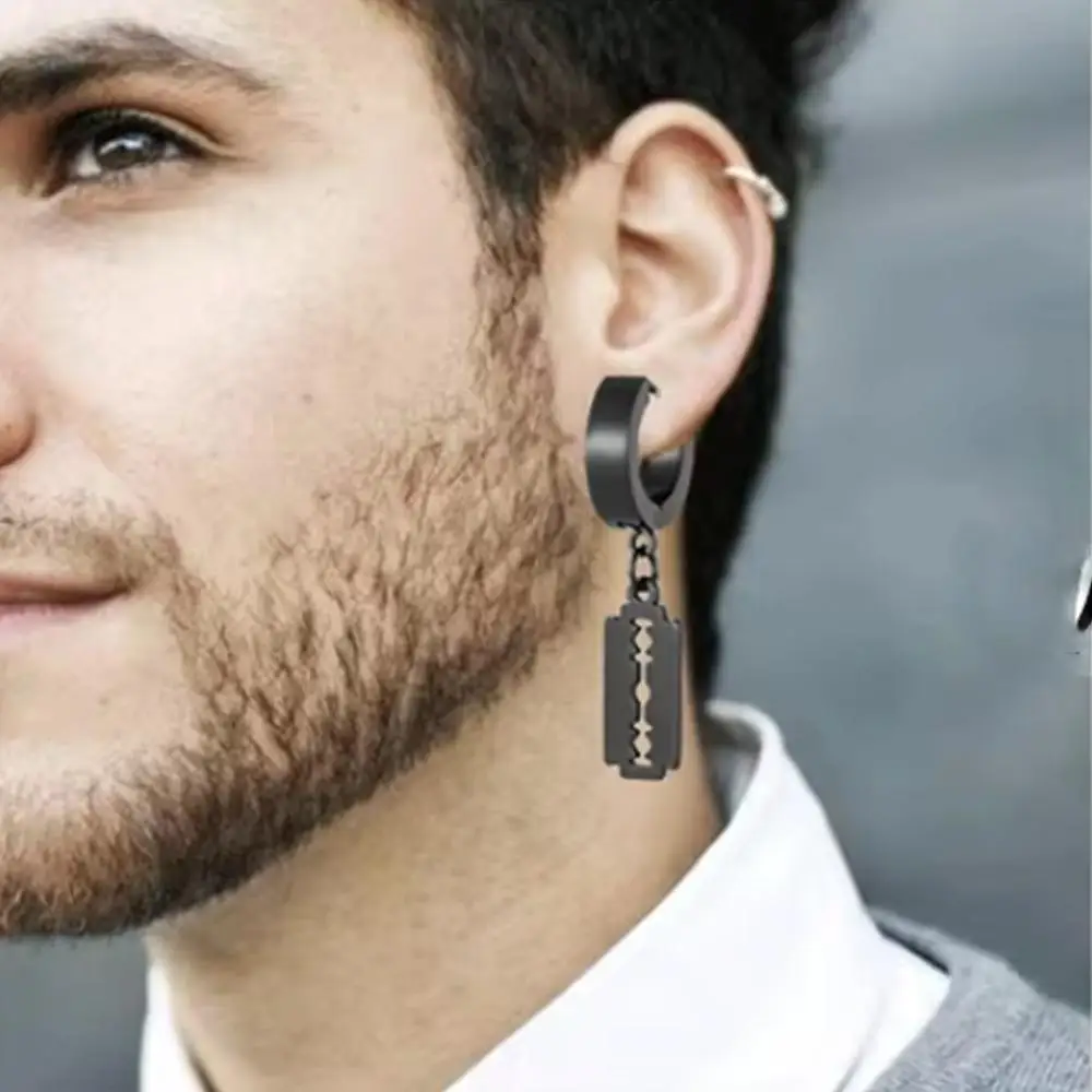 1Pair Fashion Punk Razor Blade Pendant Drop Earrings Women Men Unisex Jewelry Punk Dangle Earrings Rock Party Jewelry Gifts