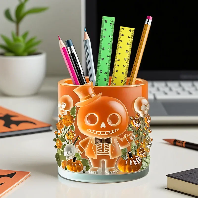Halloween Silicone Mold – Skeleton & Ghost 3D, Multi-Use for Resin Cup, Candle Holder & Succulent Planter