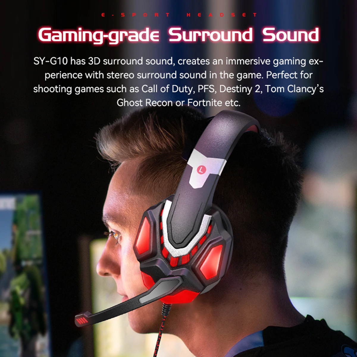 LED Light Wired Gaming Headphones With Microphone Noise-cancelling Gamer Headset for PC Computer Laptop PS4 PS5 Xbox