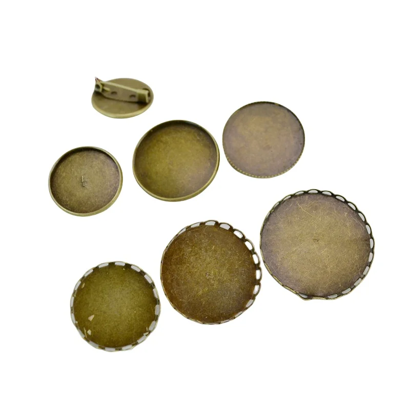 BoYuTe (60 Pieces/Lot) Fit 20-25-30MM Cabochon Brooch Base Antique Bronze Plated Blank Brooch Pins DIY