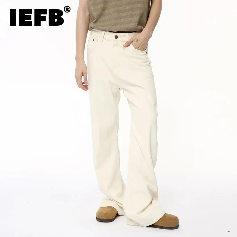 IEFB High Street Men's Denim Pants Casual New Autumnr Wide Leg Male Trousers Straight Solid Color Loose Bottom Stylish 9C6384