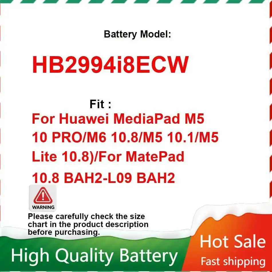 

Tablet Battery Hb2994i8ecw 7500Mah For Huawei Mediapad M5 10 Pro M6 10.8 10.1 Lite Matepad BAH2-L09 BAH2