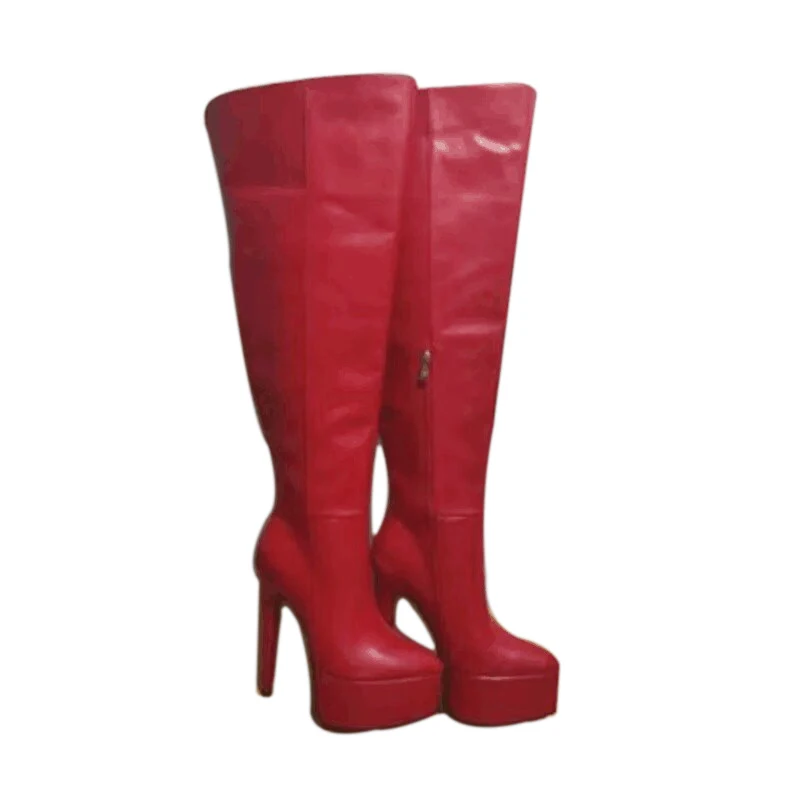 SHOFOO shoes Fashionable women's high heels boots. About 15 cm heel height. Over knee length women's boots. Pointed toe boots.