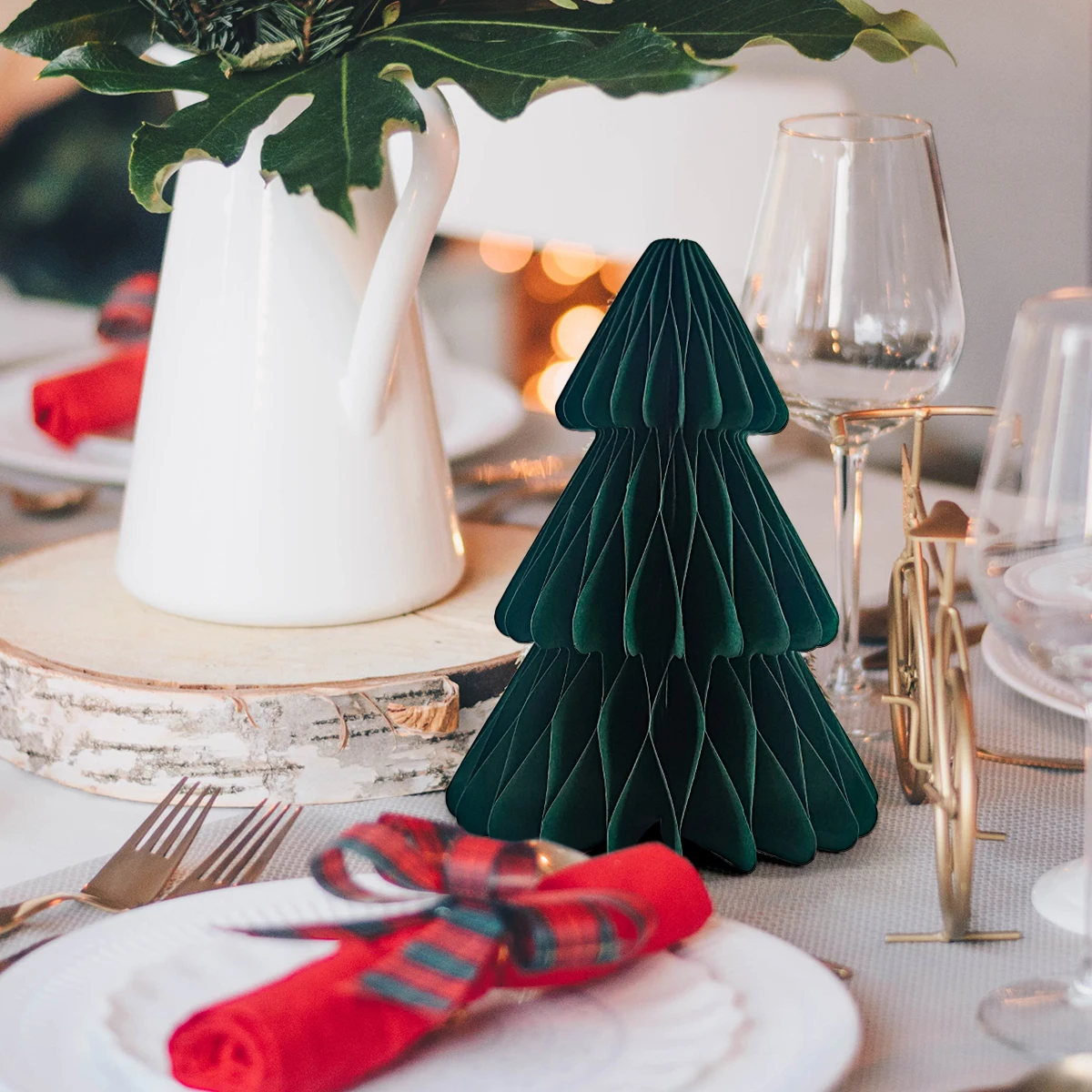 1/3Pcs 3D Christmas Tree Honeycomb Desktop Ornaments Paper Flower Ball for Xmas Merry Christmas Theme Party Decoration