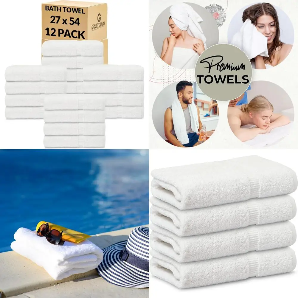 

Premium Bath Towel Set - 12 Pack, 27x54 Inches, 100% Cotton, Soft and Absorbent for Hotels and Spas