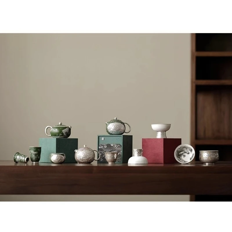 Dunhuang ******lver Tea Set Gifts for Elders, Leaders,  Teachers Graduation, Newlywed