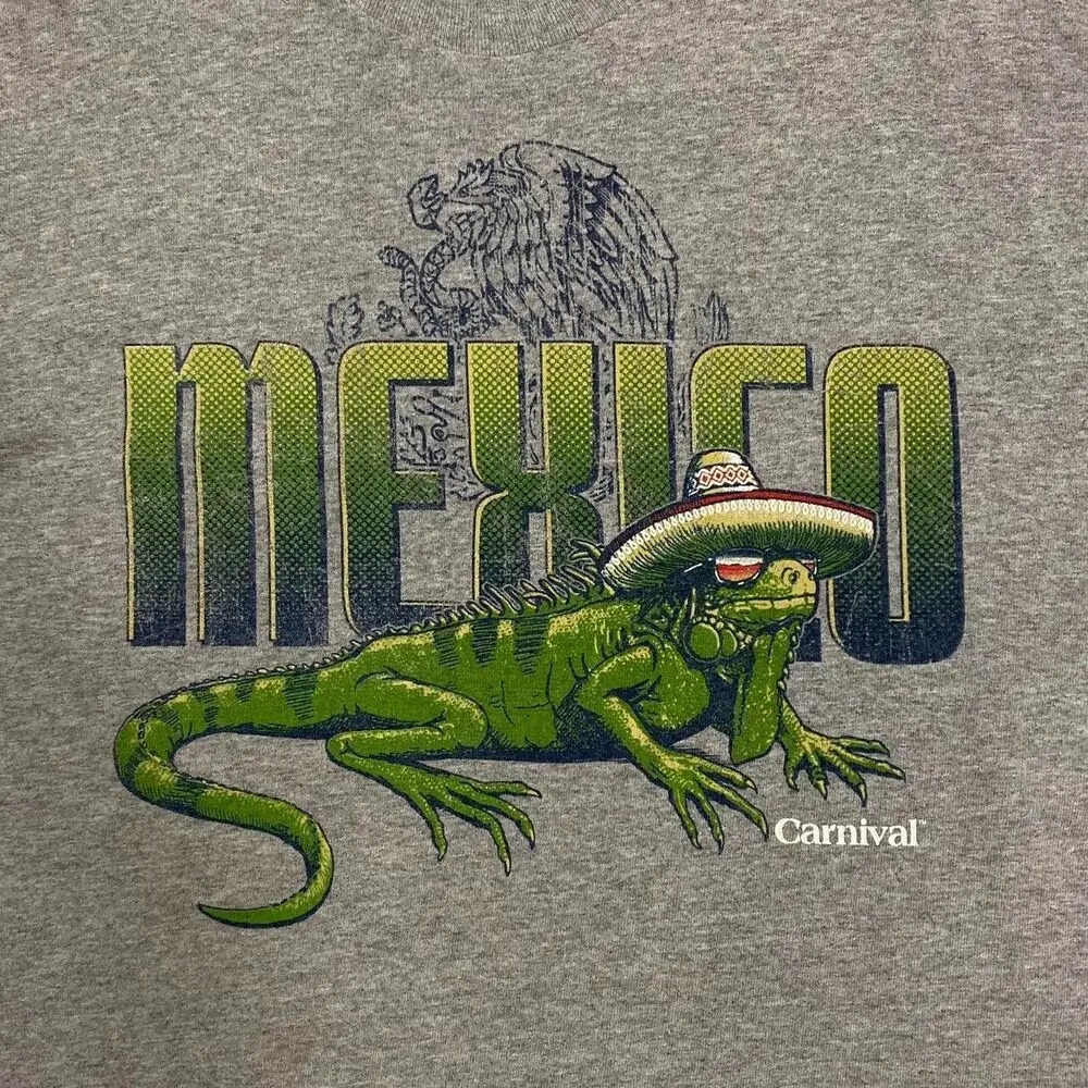 Vintage MEXICO “Carnival” Lizard Souvenir Tourist Spellout Graphic T-Shirt XL