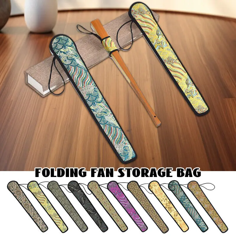 

1pc Folding Fan Storage Bag Vintage Dustproof Carry Bags Protection Pouch Cover Folding Fan Pouch Wedding Party Festival Gifts