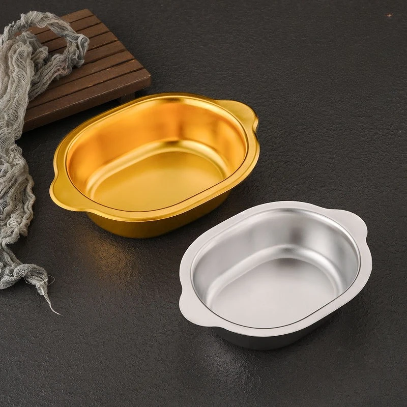 Korean stainless steel binaural oval basin high-value dressing bowl large commercial light food salad  snack noodle