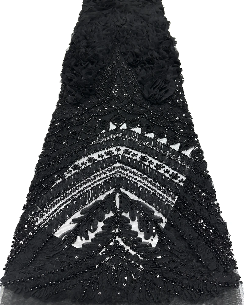 Tela de encaje nupcial africano 2025 lentejuelas bordado con cuentas novio nigeriano tul francés de alta calidad para fiesta de boda