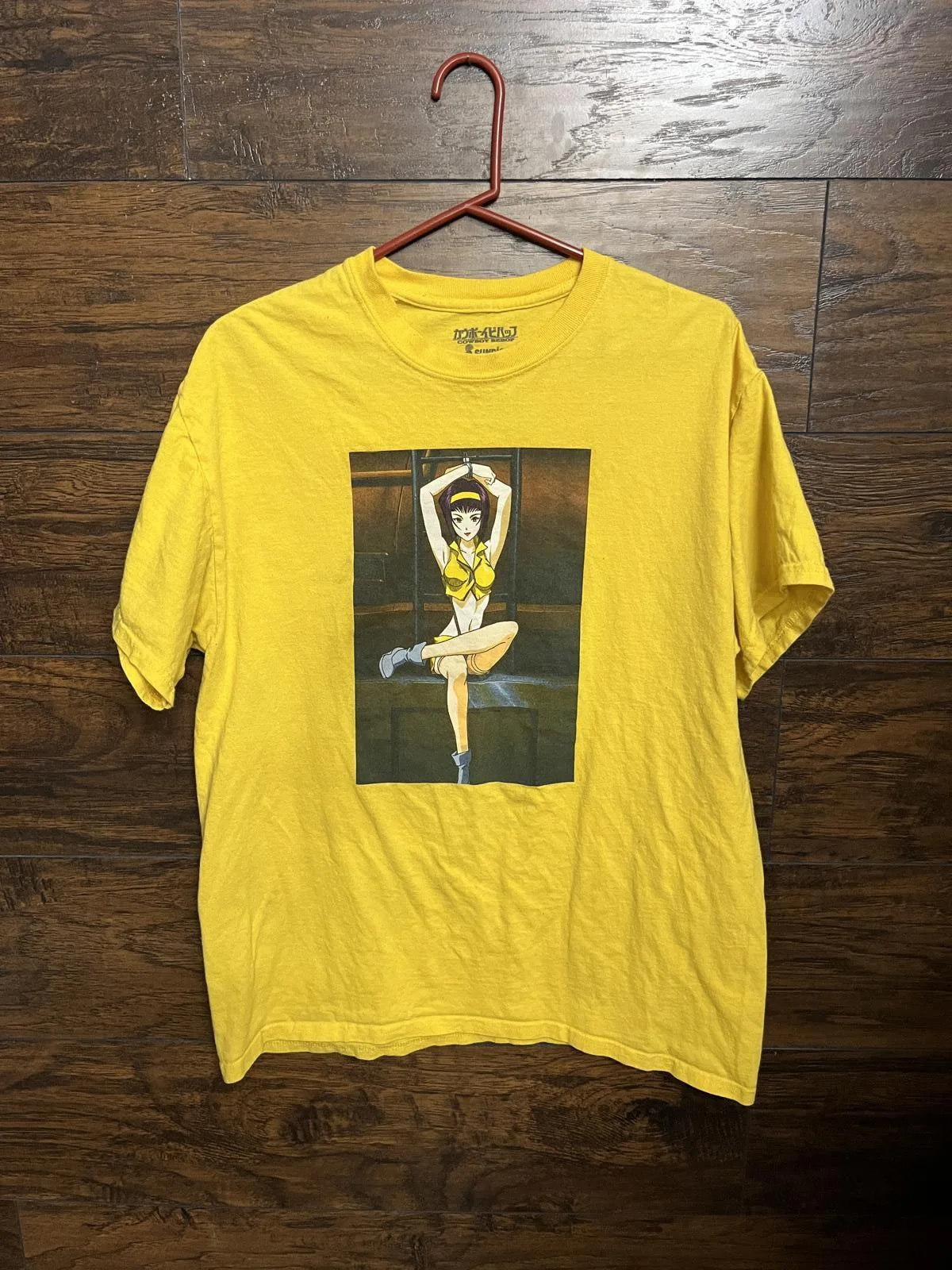 Camiseta de Cowboy Bebop Kaye Valentine, Top corto con puños a mano, L