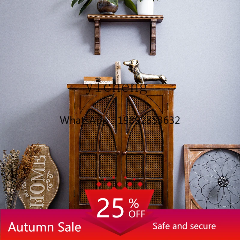 

American Country Retro Distressed Chest of Drawers Bedroom Living Room Balcony Wall Cabinet home decoration accessories