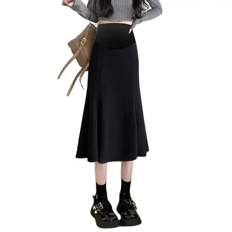 Korean Style Black Maternity Skirts Adjustable Waist Pregnant Woman Fishtail Skirts Elegant Office Lady Trumpet Skirt Wholesale