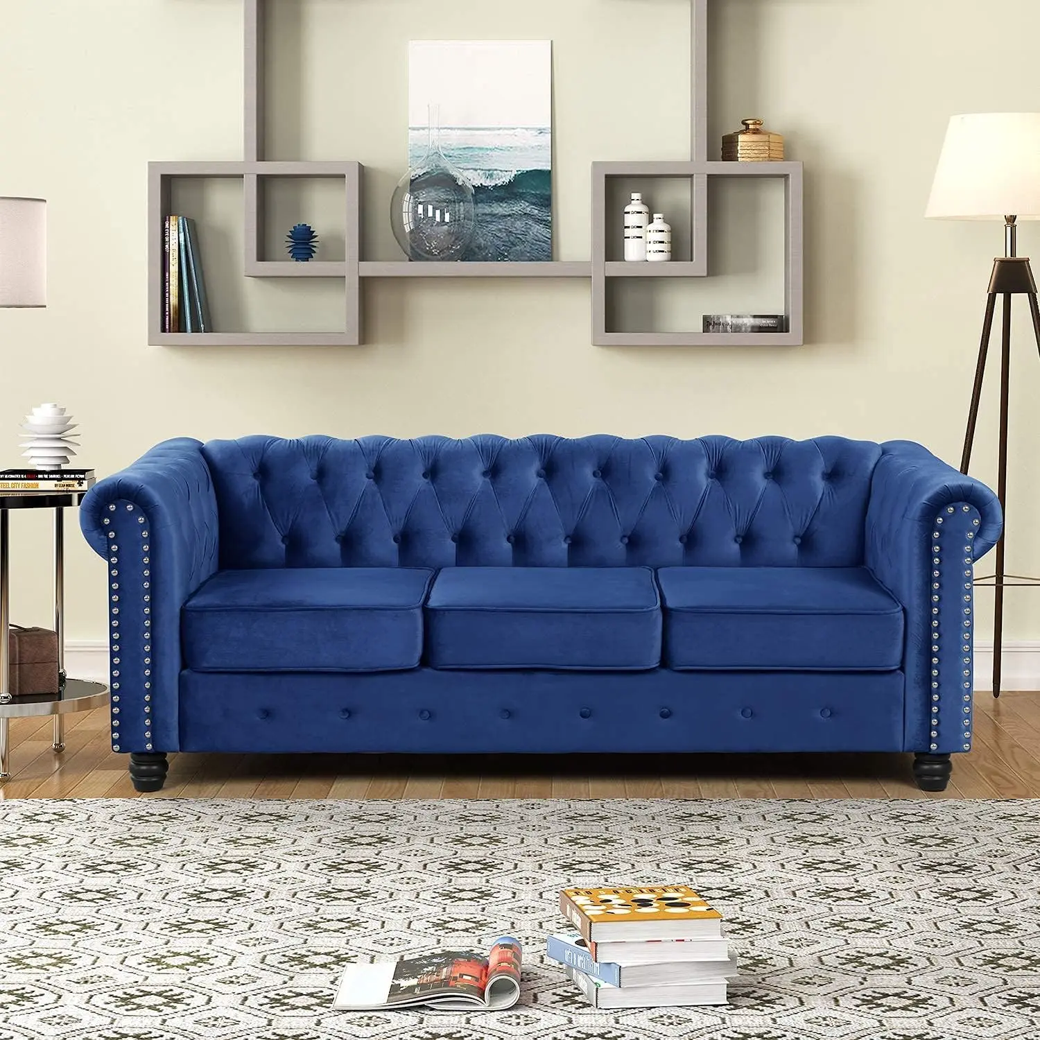 

Morden Fort No Sagging Couch Sofa, Couches for Living Room 24'' Deep Seat Sofas Couches Pet-Friendly Velvet Chesterfield Sofas