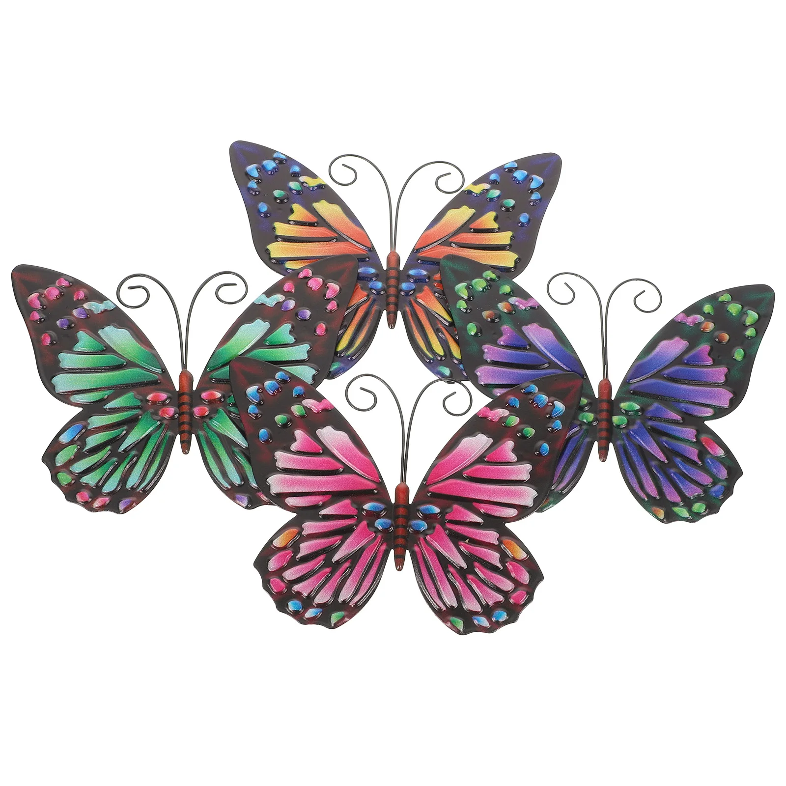 

4pcs Iron Butterflies Multicolor Metal Wall Art Decor For Home Office Garden Indoor Outdoor Decoration Hanging Sculpture Craft