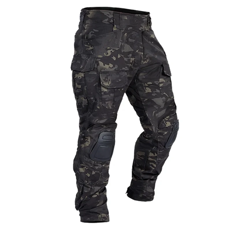 

Men Combat Pants With Knee Pads Airsoft Tactical Cargo Trousers Wear Resistant Camo Trekking Hunting Clothes Waterproof