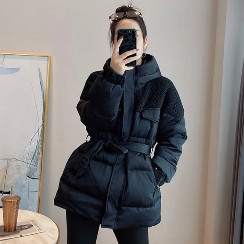 

Design Sense Thickened Cotton Clothes Women's Winter Medium Long Waist Hooded Jacket 2025 New Goods Fashion Comfortable Coat