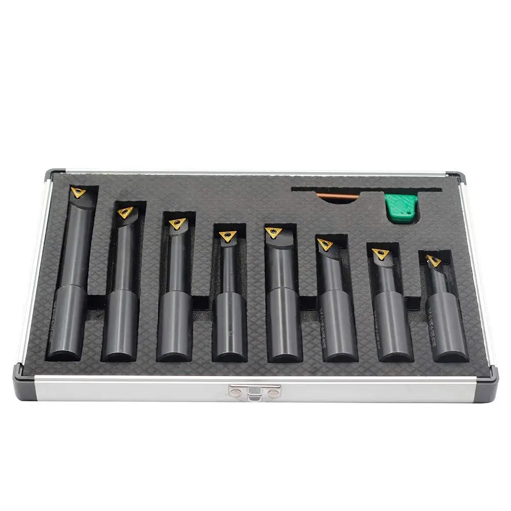 Indexable Boring Bars ชุด 3/4 "Shank 8 ชิ้น 90 องศาก้านคาร์ไบด์แทรก 4 TCMT21.51High-คุณภาพเหล็กบาร์