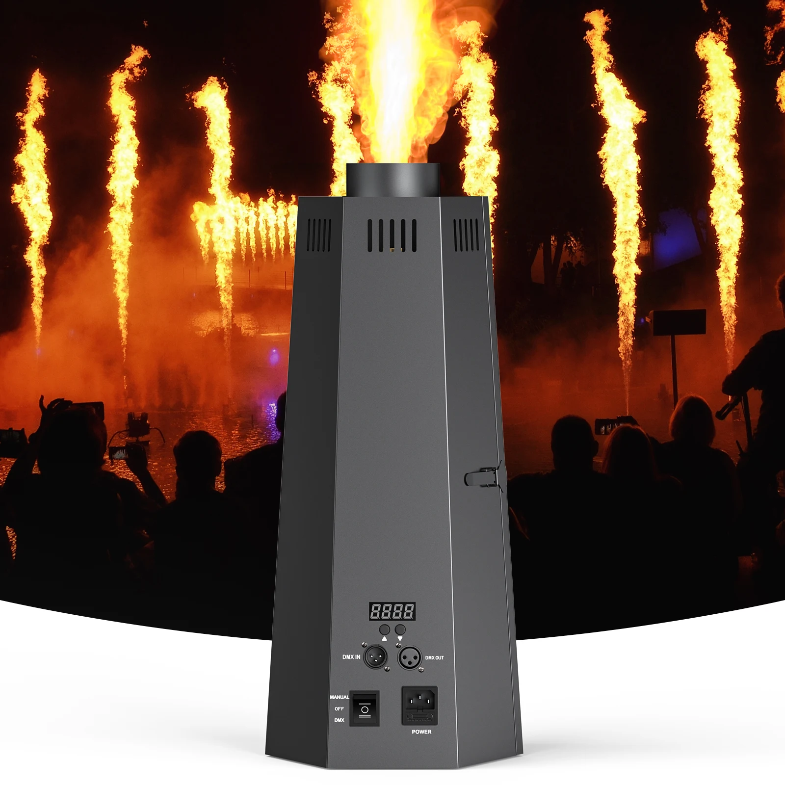 DayFlicker 80W Hexagonal Flame Thrower Stage Bar DMX512 Flame Thrower Outdoor Performance Real Flame Machine