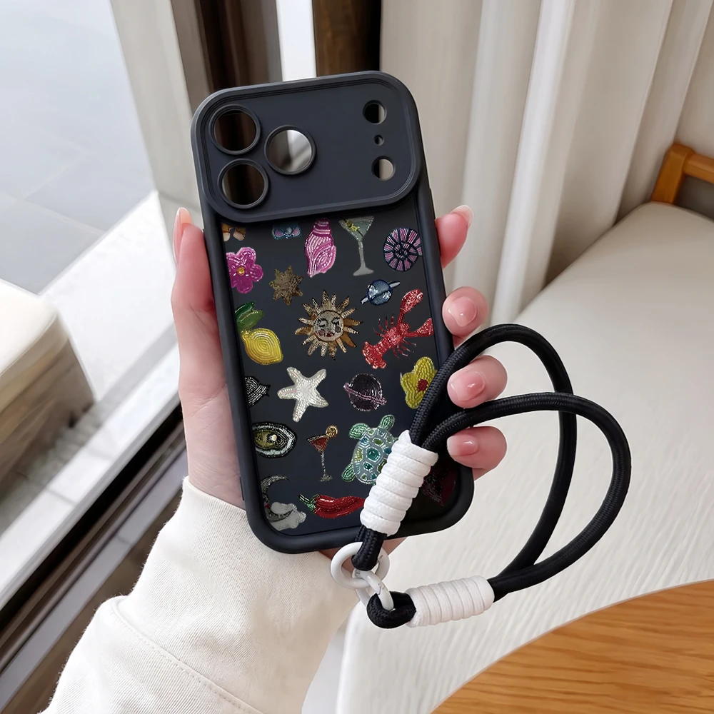 Handyhülle für Samsung Galaxy Note 20 S25 S26 Plus S24 S23 FE S25 S24 S23 Ultra A57 A07 5G Retro Elements Lanyard Silikonhülle – Detail 3