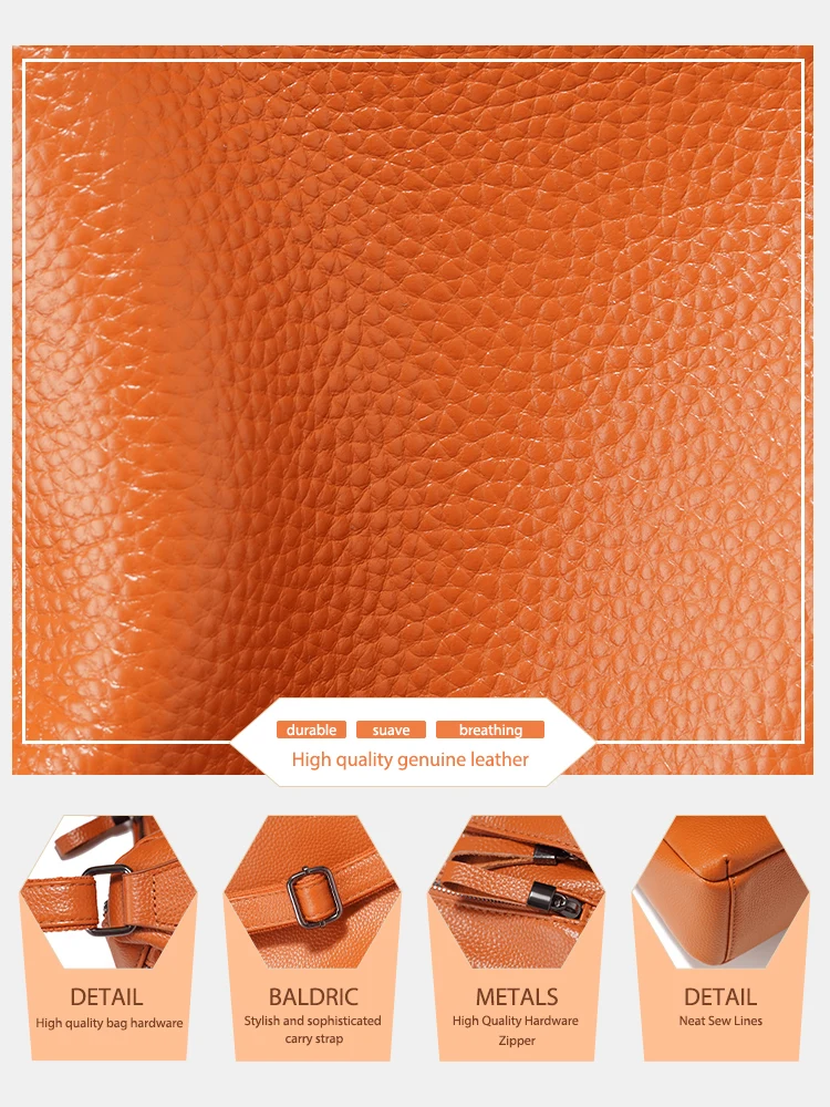 Zency Women Genuine Leather Shoulder Bag Multi-functional Pockets Satchel For Work Shopper Bag 2026 Summer Commute Crossbody Bag