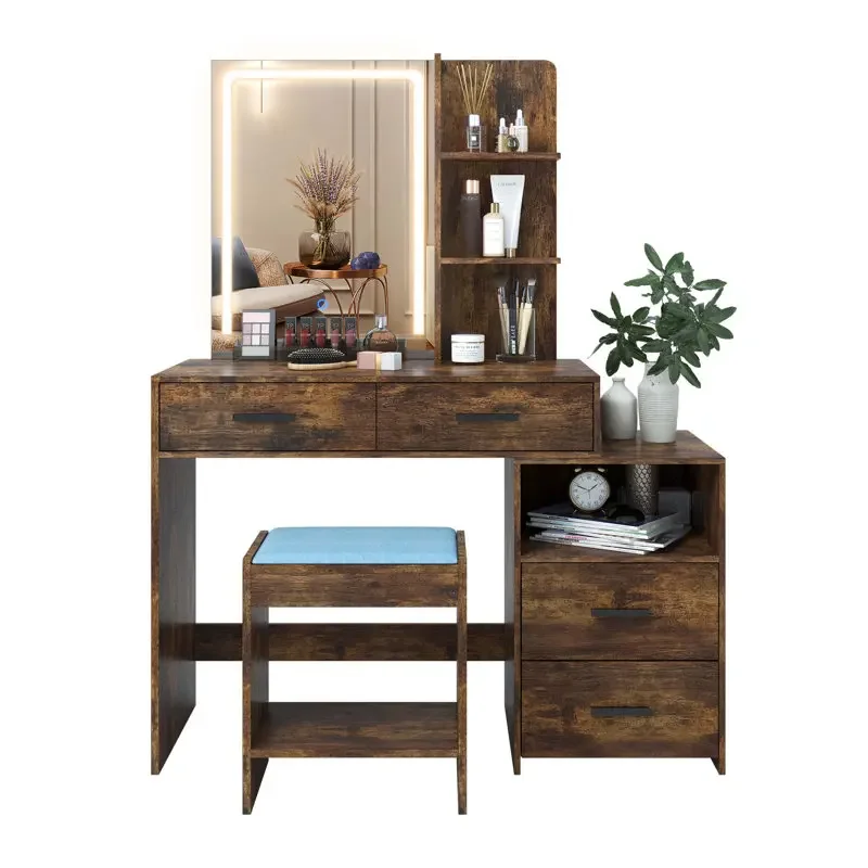 

Деревянный комод для спальни в современном стиле, туалетный столик со светодиодным зеркалом для макияжа