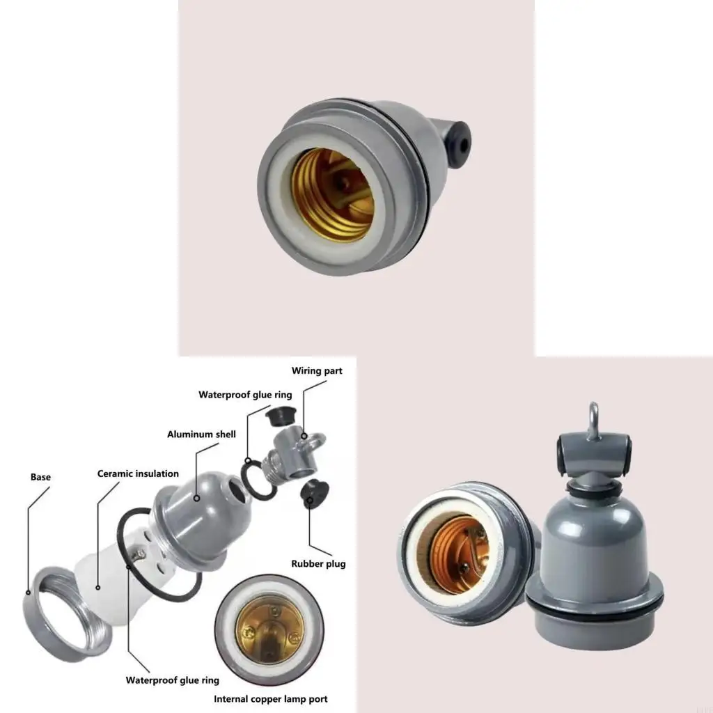 E1PF E27 Light Holder with Heat Resistant Ceramic Construction Socket Screw In for Diversed Applications Waterproof