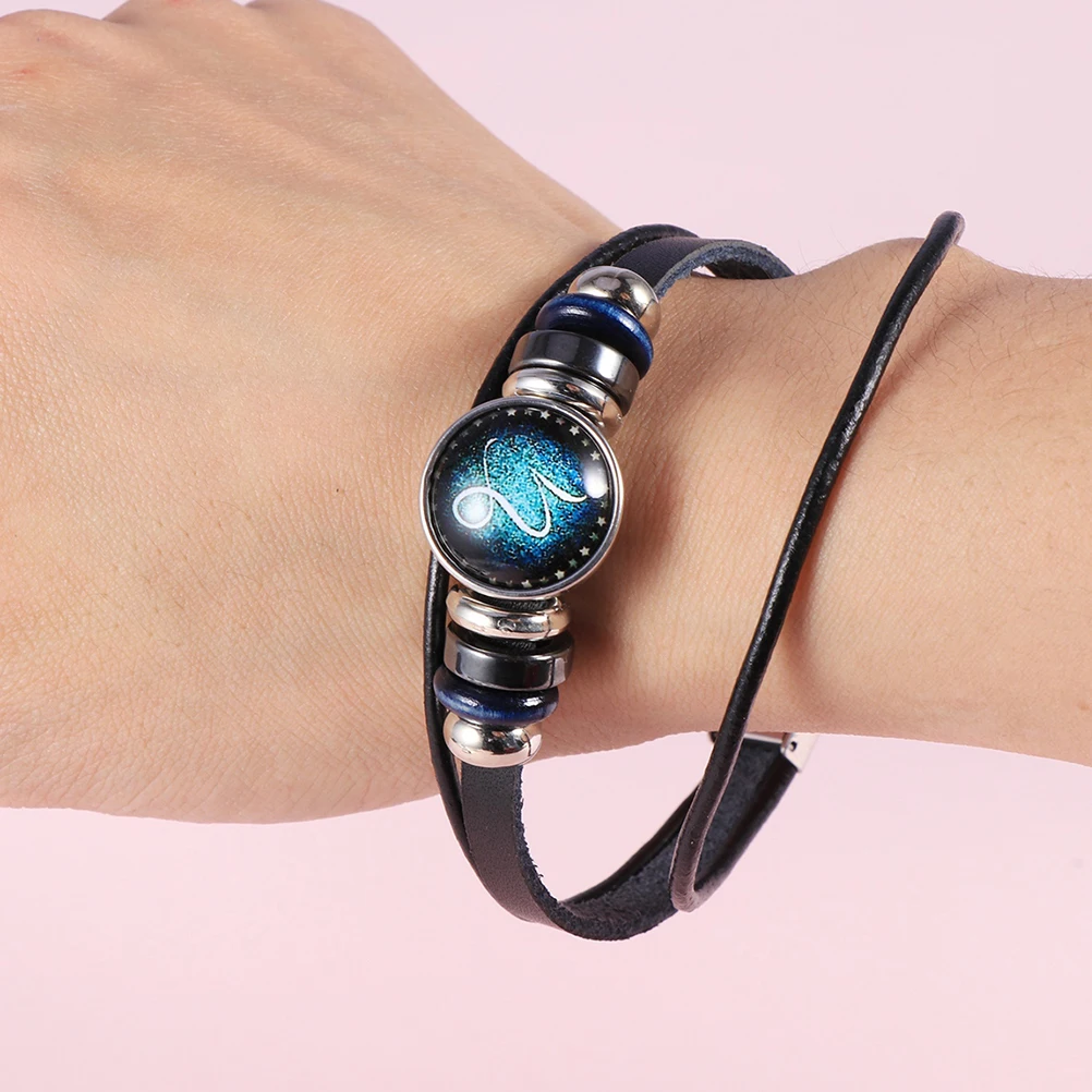 

2pcs Beaded Bracelets Stainless Steel Clasp Cowhide Wrist Jewelry Men Women Boho Trendy Party Holiday Bangle Durable Rustproof