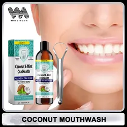 Aceite de menta de Coco para enjuagar los dientes, limpieza bucal fresca, lengua sin Alcohol, raspar los dientes, herramienta de blanqueamiento, cuidado de la boca