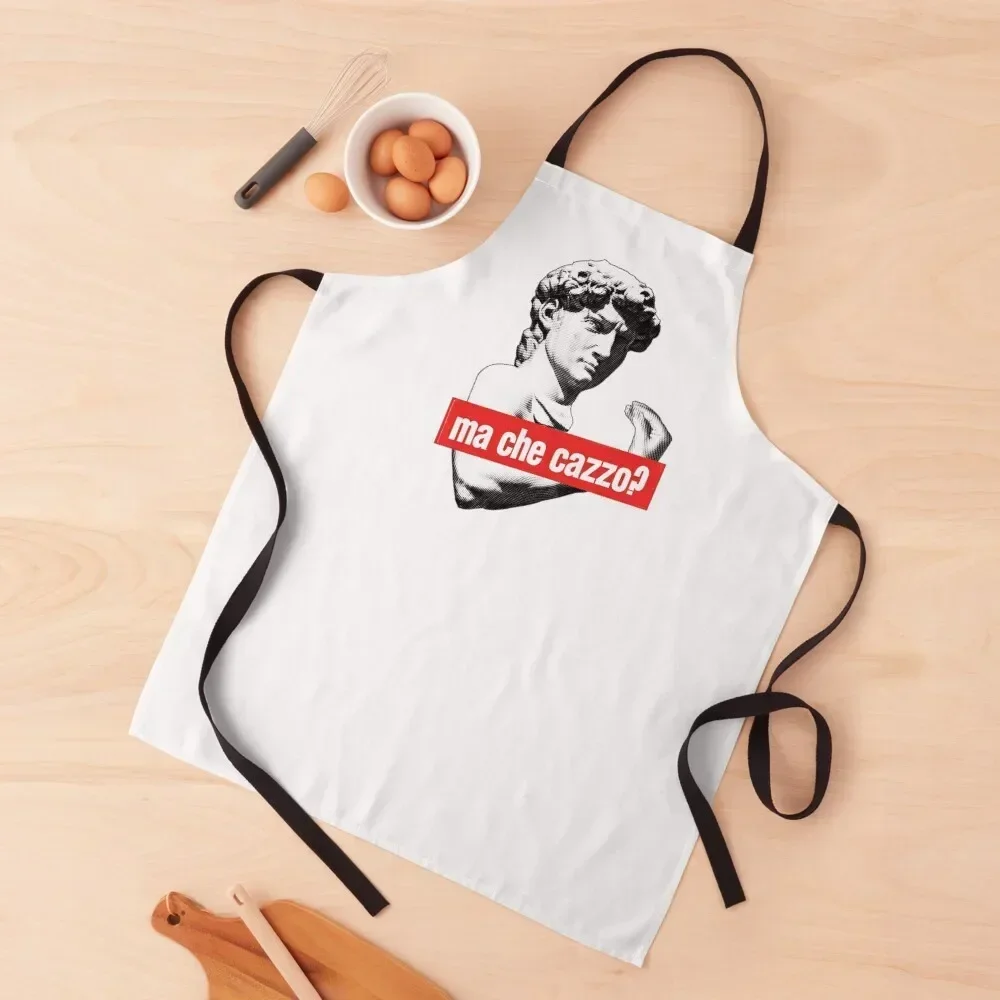 

Ma Che Cazzo! Funny David Sculptur with talking Hand Apron Kitchen Supplies Idea Goods Kitchen bib Apron